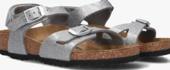 zilveren birkenstock platte sandalen rio as kids