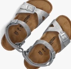 zilveren birkenstock platte sandalen rio as kids