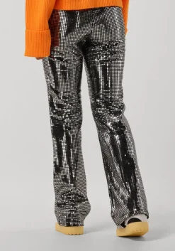 zilveren co'couture flared broek mirror flare pant