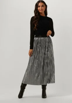 zilveren co'couture maxirok riley metal plisse skirt