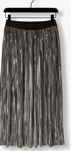 zilveren co'couture maxirok riley metal plisse skirt