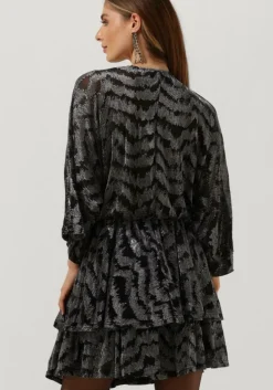 zilveren colourful rebel mini jurk mencia zebra metallic v-neck dress