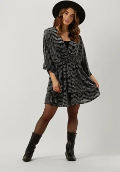 zilveren colourful rebel mini jurk mencia zebra metallic v-neck dress