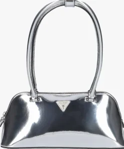 zilveren guess schoudertas arnela shoulder satchel