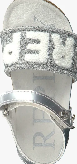 zilveren replay platte sandalen papua