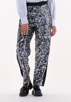 zilveren scotch & soda pantalon metallic piece sequin high-rise pants