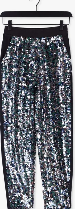 zilveren scotch & soda pantalon metallic piece sequin high-rise pants