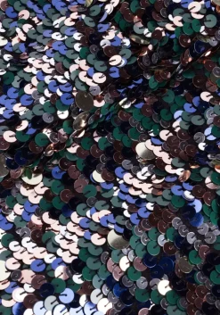 zilveren scotch & soda pantalon metallic piece sequin high-rise pants