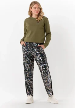 zilveren scotch & soda pantalon metallic piece sequin high-rise pants