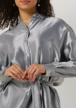 zilveren selected femme mini jurk slfsilvia-tonia ls shirt dress