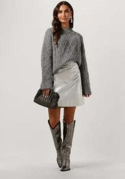 zilveren selected femme minirok slfnew ibi skirt metallic