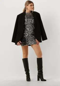 zilveren selected femme mini jurk slfcolyn ls short sequins dress