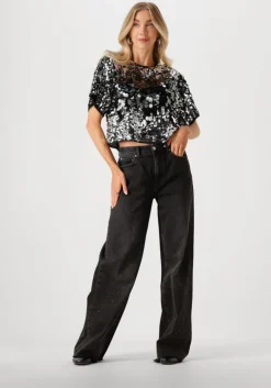 zilveren selected femme top slftana 3/4 sequins top