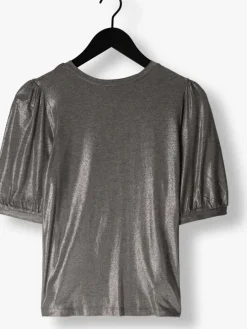 zilveren summum top rond neck top metallic coated jersey