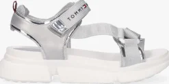 zilveren tommy hilfiger platte sandalen 31048