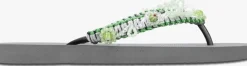 zilveren uzurii teenslippers macrame green blossom
