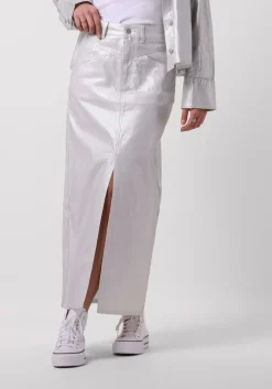 zilveren y.a.s. maxirok yassilva denim hw midi skirt