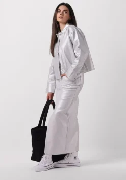 zilveren y.a.s. maxirok yassilva denim hw midi skirt