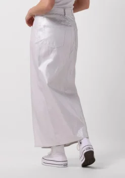 zilveren y.a.s. maxirok yassilva denim hw midi skirt