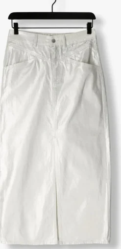 zilveren y.a.s. maxirok yassilva denim hw midi skirt