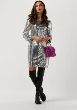 zilveren y.a.s. mini jurk yasroaring 7/8 mini sequin dress