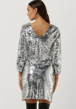 zilveren y.a.s. mini jurk yasroaring 7/8 mini sequin dress