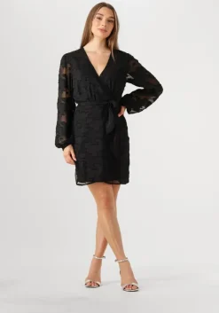 zwarte aaiko mini jurk eloise chiffon flower pes 509