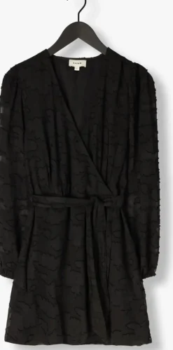 zwarte aaiko mini jurk eloise chiffon flower pes 509