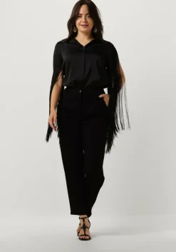 zwarte access blouses shirt with fringed sleeves