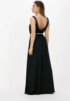 zwarte access maxi jurk woman's dress