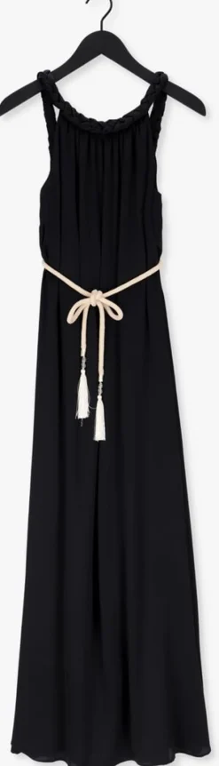 zwarte access maxi jurk woman's dress