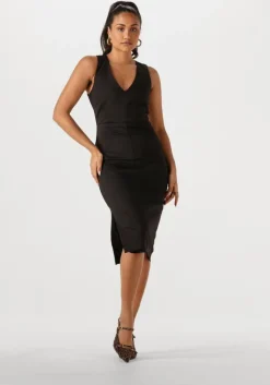 zwarte access midi jurk 53-3017-243