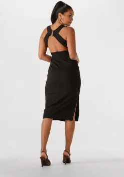 zwarte access midi jurk 53-3017-243
