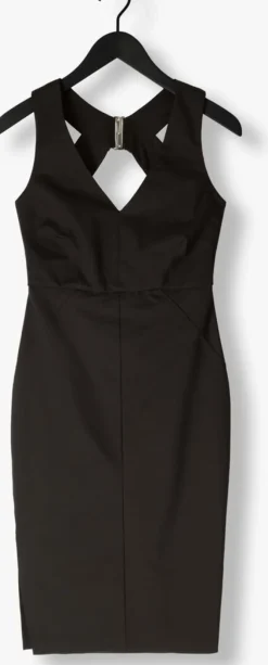 zwarte access midi jurk 53-3017-243