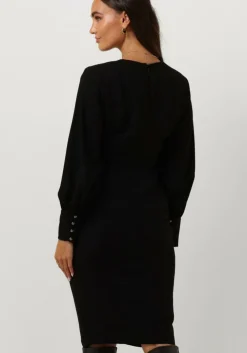 zwarte access mini jurk ruched dress with v neckline