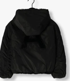 zwarte alix mini faux fur jas reversible jacket