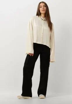 zwarte alix the label cargobroeken ladies woven linnen cargo pants