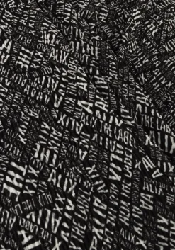 zwarte alix the label flared broek ladies woven crinkle text pants