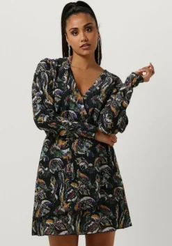 zwarte alix the label mini jurk ladies knitted paisley lurex dress