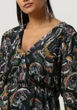 zwarte alix the label mini jurk ladies knitted paisley lurex dress