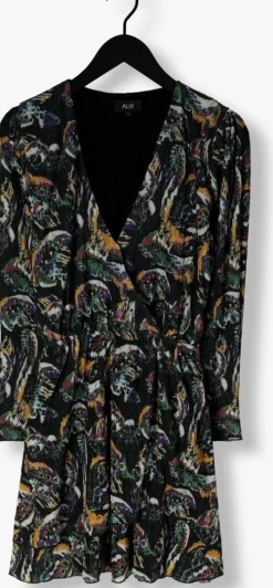 zwarte alix the label mini jurk ladies knitted paisley lurex dress