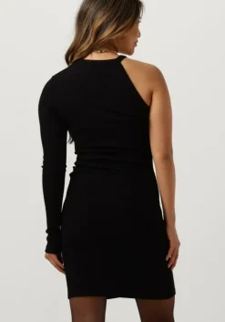 zwarte alix the label mini jurk ladies knitted asymmetric dress