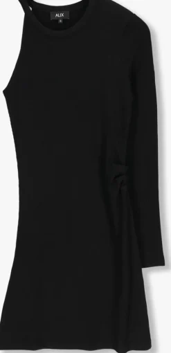 zwarte alix the label mini jurk ladies knitted asymmetric dress