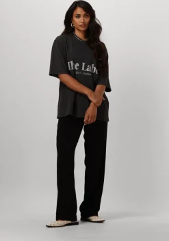 zwarte alix the label pantalon ladies woven straight leg pants