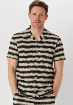 zwarte anerkjendt casual overhemd akkurt struc stripe s/s shirt