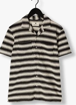 zwarte anerkjendt casual overhemd akkurt struc stripe s/s shirt