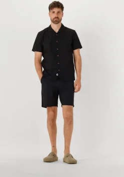 zwarte anerkjendt korte broek aklt james cot/linen ela shorts