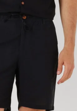 zwarte anerkjendt korte broek aklt james cot/linen ela shorts