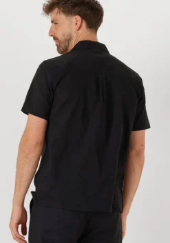 zwarte anerkjendt overhemden akleo sss cot/linen shirt