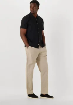 zwarte anerkjendt overhemden akleo sss cot/linen shirt